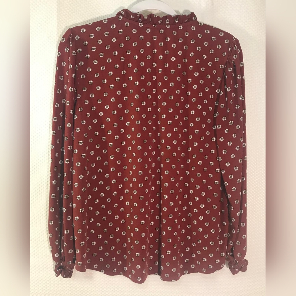 ANN TAYLOR FOCTORY  Women's Red PattƁerned Blouse zize MP Made In India - Picture 5 of 8